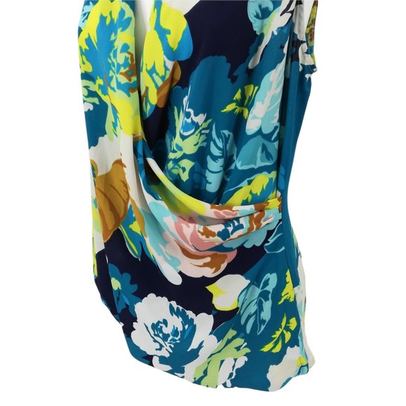 Cabi Spring Blossom Faux Wrap Blouse Size M Draped Sleeveless V-Neck Blue - Picture 8 of 12